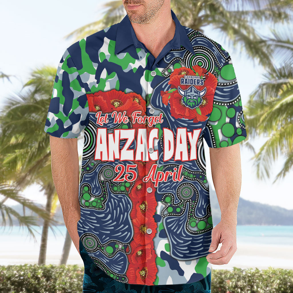 Canberra Raiders ANZAC Hawaiian Shirt Indigenous Wave Pattern Poppy Remembrance Viking Warrior