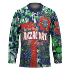 Canberra Raiders ANZAC Hockey Jersey Indigenous Wave Pattern Poppy Remembrance Viking Warrior