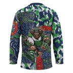 Canberra Raiders ANZAC Hockey Jersey Indigenous Wave Pattern Poppy Remembrance Viking Warrior