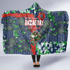 Canberra Raiders ANZAC Hooded Blanket Indigenous Wave Pattern Poppy Remembrance Viking Warrior