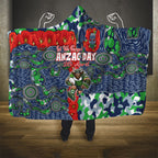 Canberra Raiders ANZAC Hooded Blanket Indigenous Wave Pattern Poppy Remembrance Viking Warrior