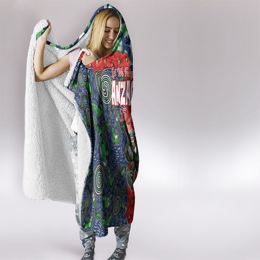 Canberra Raiders ANZAC Hooded Blanket Indigenous Wave Pattern Poppy Remembrance Viking Warrior