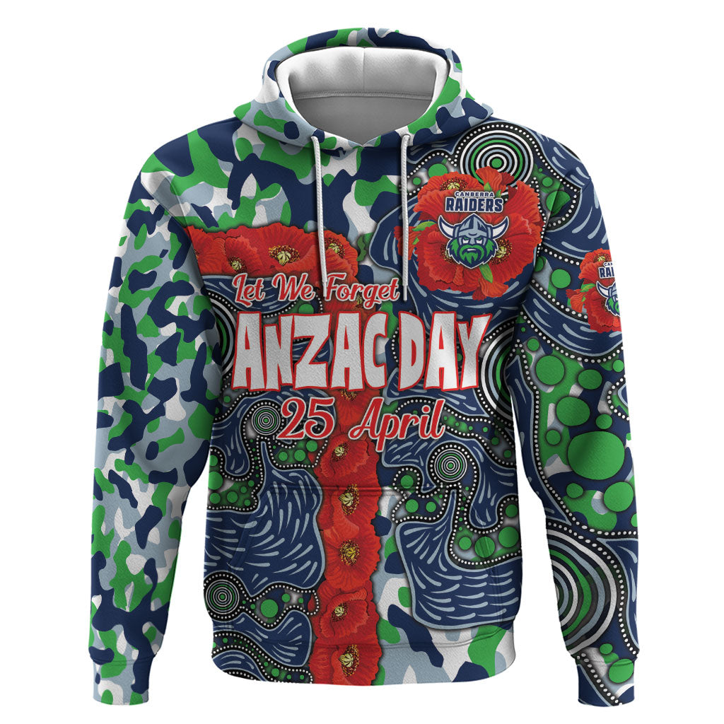 Canberra Raiders ANZAC Hoodie Indigenous Wave Pattern Poppy Remembrance Viking Warrior