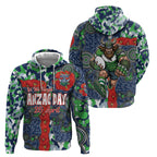 Canberra Raiders ANZAC Hoodie Indigenous Wave Pattern Poppy Remembrance Viking Warrior