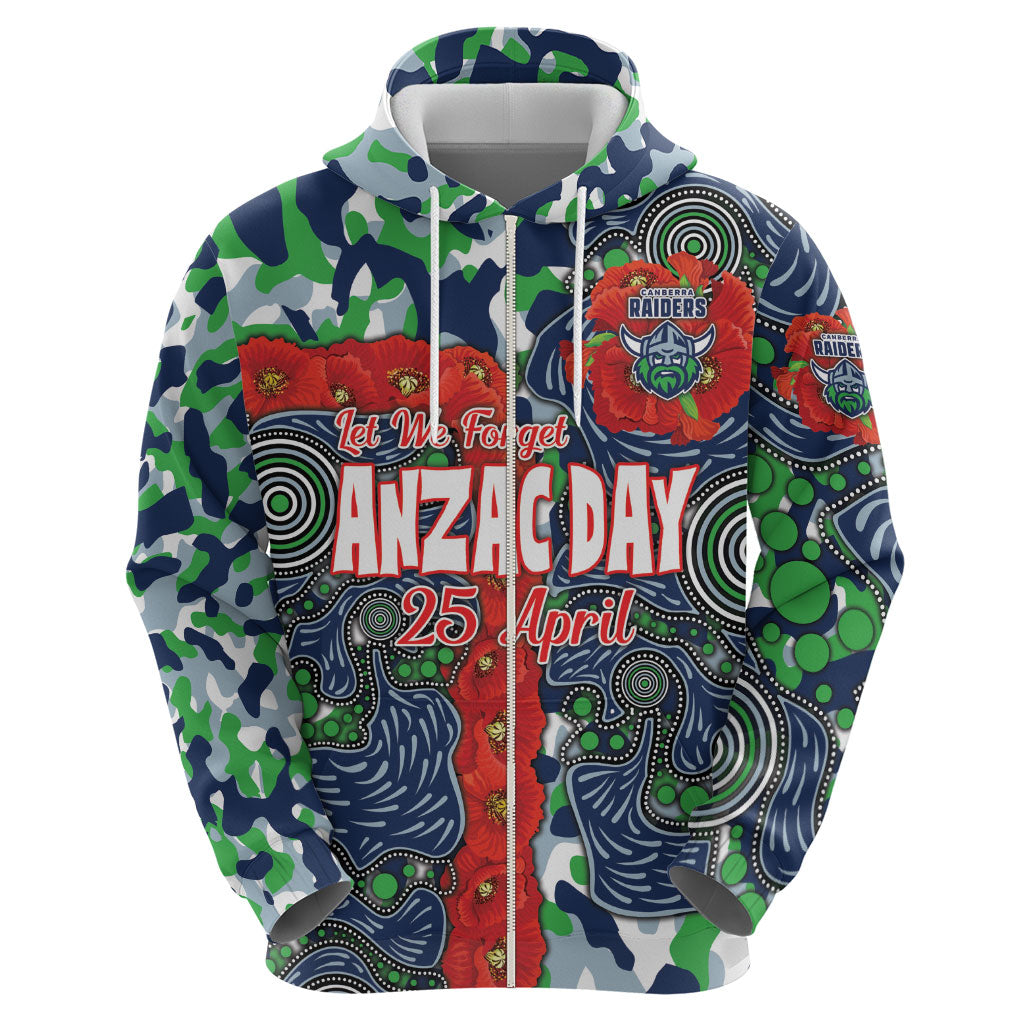 Canberra Raiders ANZAC Hoodie Indigenous Wave Pattern Poppy Remembrance Viking Warrior