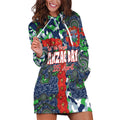 Canberra Raiders ANZAC Hoodie Dress Indigenous Wave Pattern Poppy Remembrance Viking Warrior