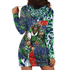 Canberra Raiders ANZAC Hoodie Dress Indigenous Wave Pattern Poppy Remembrance Viking Warrior