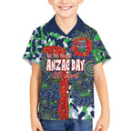 Canberra Raiders ANZAC Kid Hawaiian Shirt Indigenous Wave Pattern Poppy Remembrance Viking Warrior