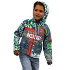 Canberra Raiders ANZAC Kid Hoodie Indigenous Wave Pattern Poppy Remembrance Viking Warrior