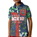 Canberra Raiders ANZAC Kid Polo Shirt Indigenous Wave Pattern Poppy Remembrance Viking Warrior