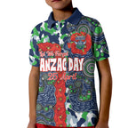 Canberra Raiders ANZAC Kid Polo Shirt Indigenous Wave Pattern Poppy Remembrance Viking Warrior