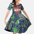 Canberra Raiders ANZAC Kid Short Sleeve Dress Indigenous Wave Pattern Poppy Remembrance Viking Warrior