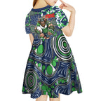 Canberra Raiders ANZAC Kid Short Sleeve Dress Indigenous Wave Pattern Poppy Remembrance Viking Warrior