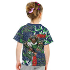 Canberra Raiders ANZAC Kid T Shirt Indigenous Wave Pattern Poppy Remembrance Viking Warrior