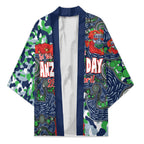 Canberra Raiders ANZAC Kimono Indigenous Wave Pattern Poppy Remembrance Viking Warrior