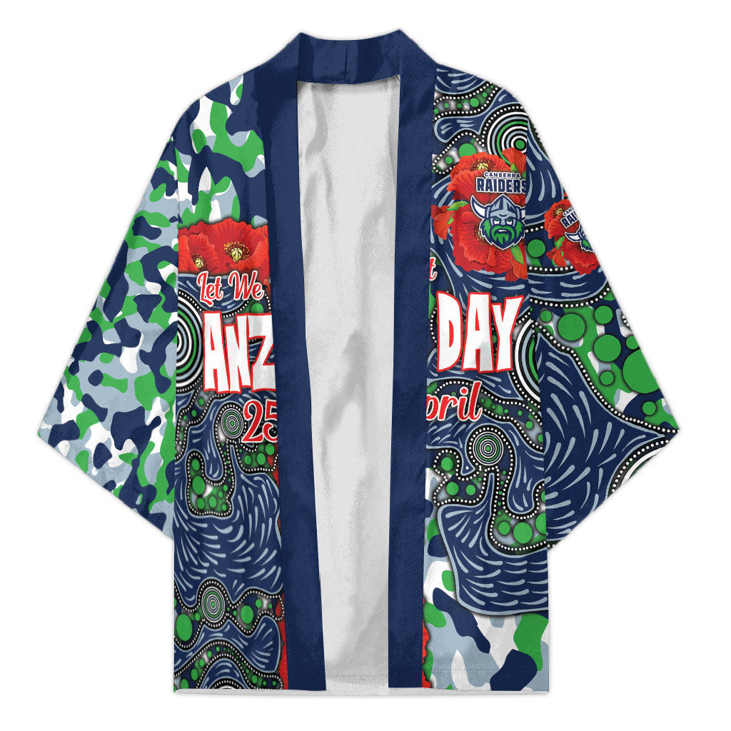 Canberra Raiders ANZAC Kimono Indigenous Wave Pattern Poppy Remembrance Viking Warrior