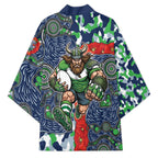 Canberra Raiders ANZAC Kimono Indigenous Wave Pattern Poppy Remembrance Viking Warrior
