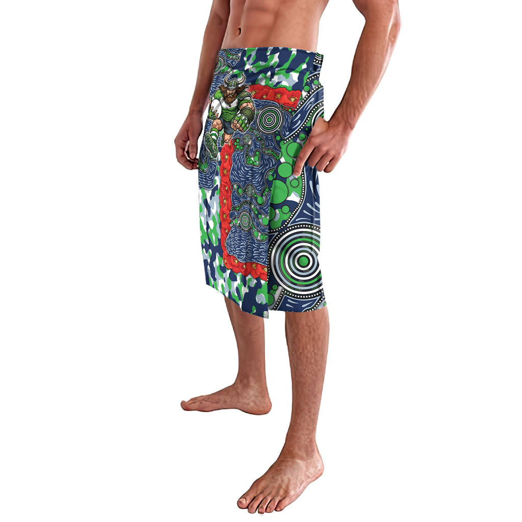 Canberra Raiders ANZAC Lavalava Indigenous Wave Pattern Poppy Remembrance Viking Warrior