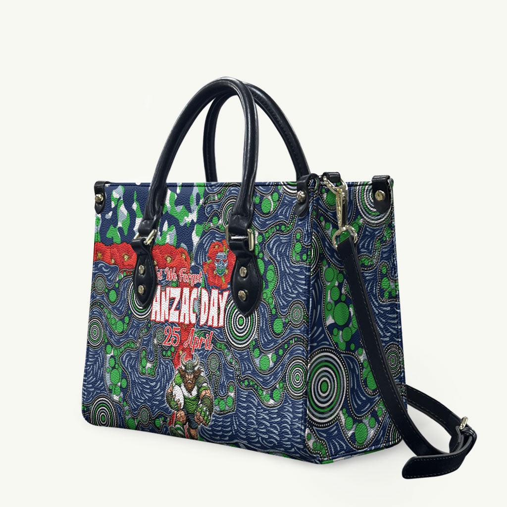 Canberra Raiders ANZAC Leather Bag Indigenous Wave Pattern Poppy Remembrance Viking Warrior