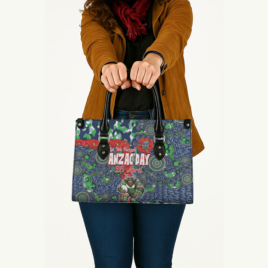 Canberra Raiders ANZAC Leather Bag Indigenous Wave Pattern Poppy Remembrance Viking Warrior