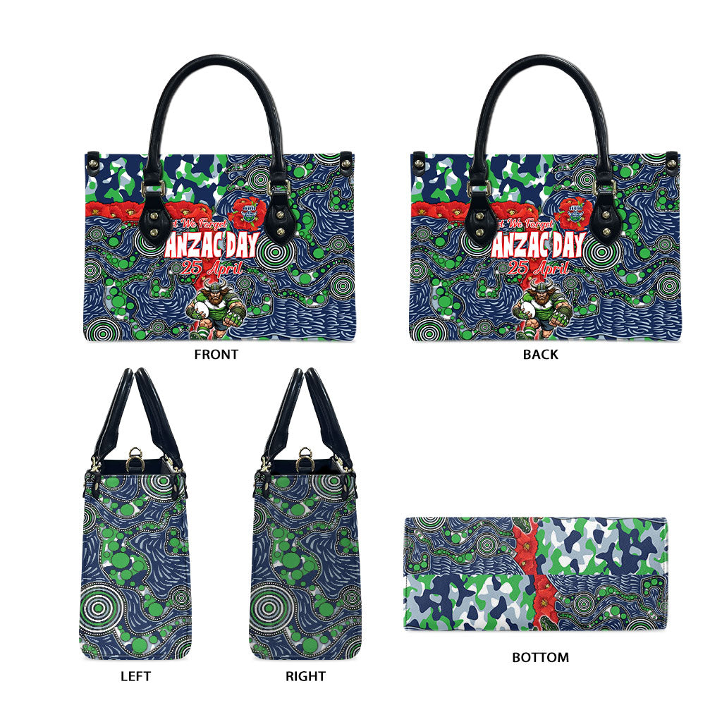 Canberra Raiders ANZAC Leather Bag Indigenous Wave Pattern Poppy Remembrance Viking Warrior