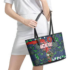 Canberra Raiders ANZAC Leather Tote Bag Indigenous Wave Pattern Poppy Remembrance Viking Warrior