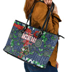 Canberra Raiders ANZAC Leather Tote Bag Indigenous Wave Pattern Poppy Remembrance Viking Warrior
