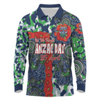 Canberra Raiders ANZAC Long Sleeve Polo Shirt Indigenous Wave Pattern Poppy Remembrance Viking Warrior