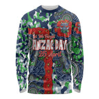 Canberra Raiders ANZAC Long Sleeve Shirt Indigenous Wave Pattern Poppy Remembrance Viking Warrior