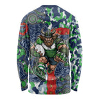 Canberra Raiders ANZAC Long Sleeve Shirt Indigenous Wave Pattern Poppy Remembrance Viking Warrior