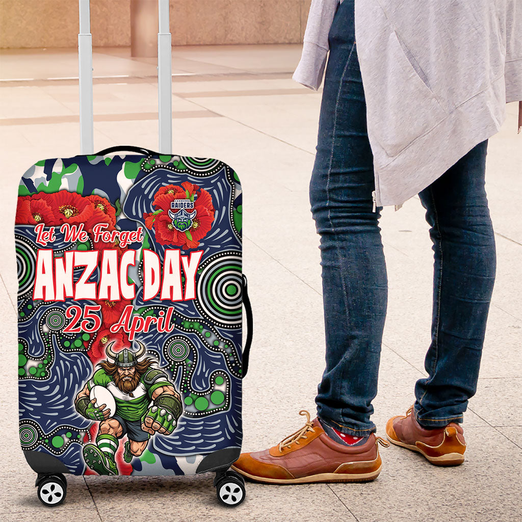 Canberra Raiders ANZAC Luggage Cover Indigenous Wave Pattern Poppy Remembrance Viking Warrior