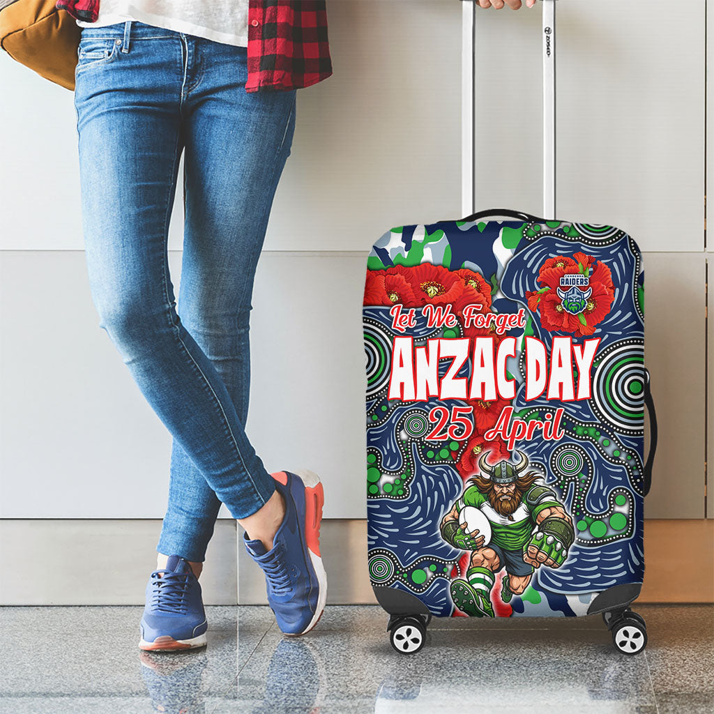 Canberra Raiders ANZAC Luggage Cover Indigenous Wave Pattern Poppy Remembrance Viking Warrior