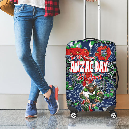 Canberra Raiders ANZAC Luggage Cover Indigenous Wave Pattern Poppy Remembrance Viking Warrior
