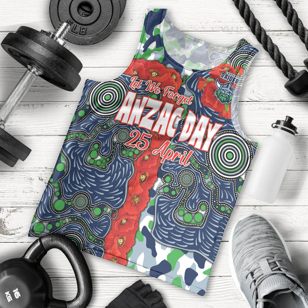 Canberra Raiders ANZAC Men Tank Top Indigenous Wave Pattern Poppy Remembrance Viking Warrior