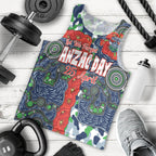 Canberra Raiders ANZAC Men Tank Top Indigenous Wave Pattern Poppy Remembrance Viking Warrior