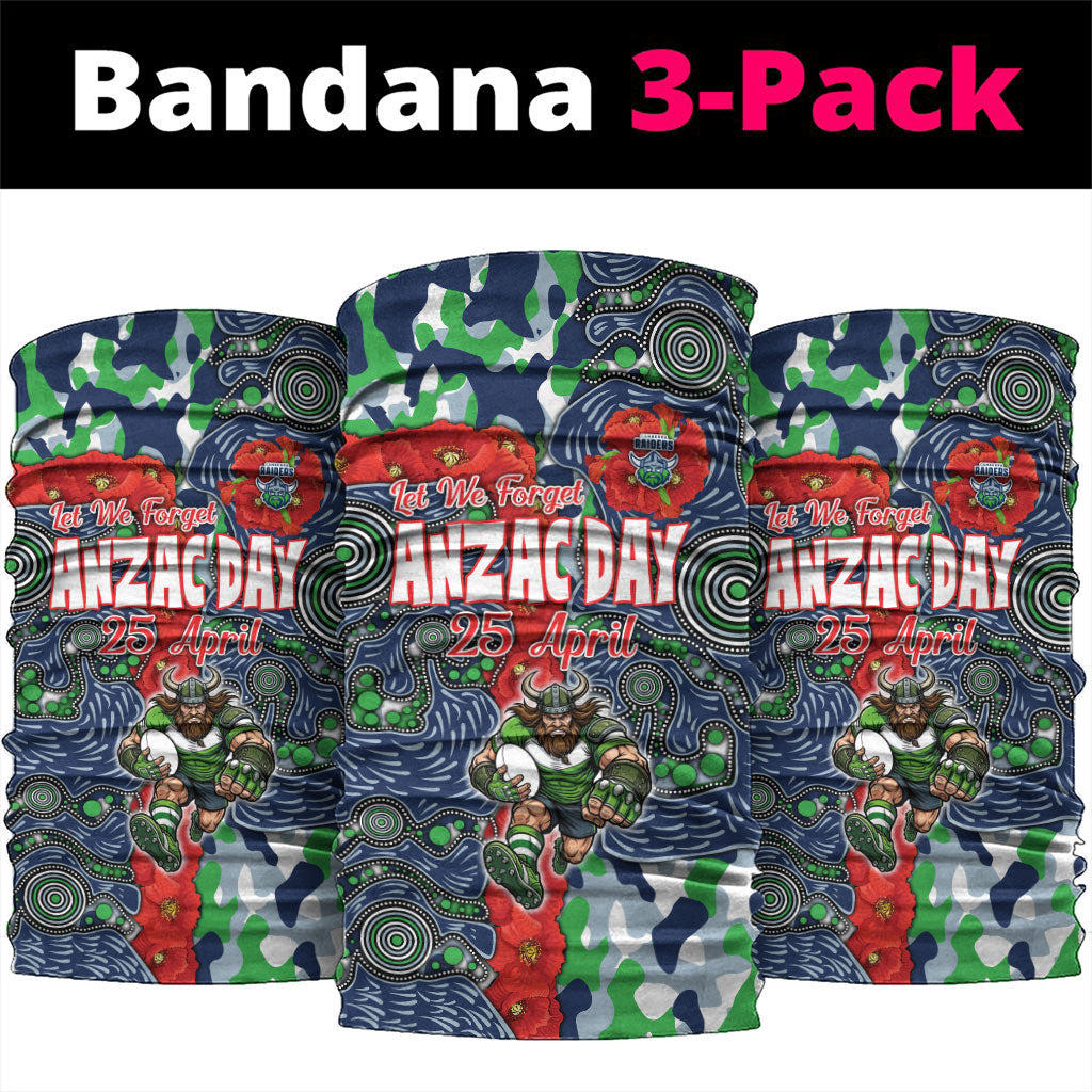 Canberra Raiders ANZAC Neck Gaiter Indigenous Wave Pattern Poppy Remembrance Viking Warrior