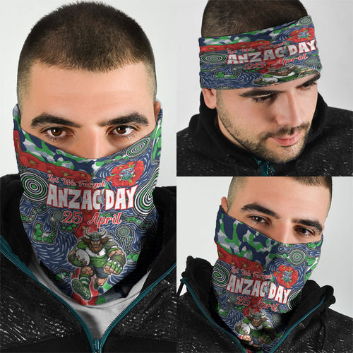 Canberra Raiders ANZAC Neck Gaiter Indigenous Wave Pattern Poppy Remembrance Viking Warrior