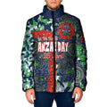 Canberra Raiders ANZAC Padded Jacket Indigenous Wave Pattern Poppy Remembrance Viking Warrior