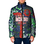 Canberra Raiders ANZAC Padded Jacket Indigenous Wave Pattern Poppy Remembrance Viking Warrior