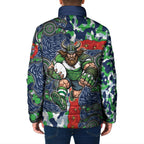 Canberra Raiders ANZAC Padded Jacket Indigenous Wave Pattern Poppy Remembrance Viking Warrior