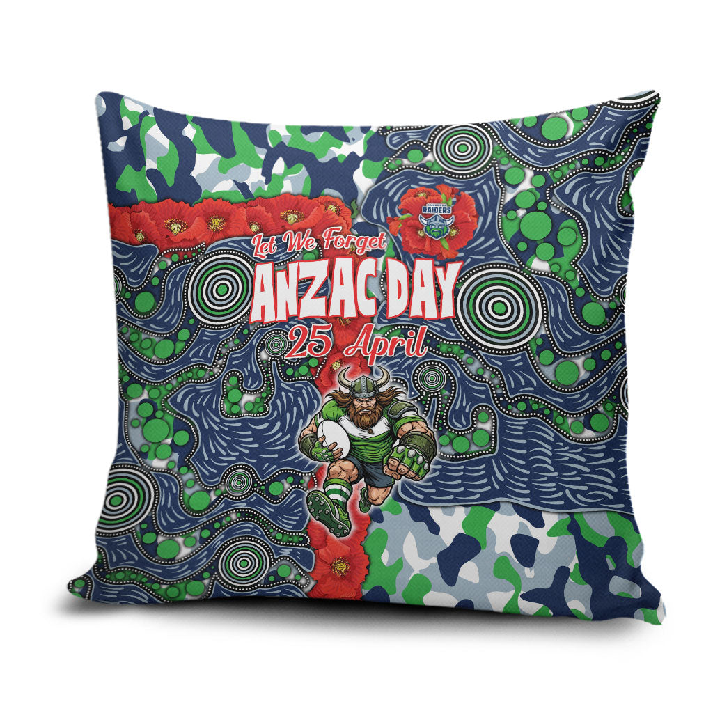 Canberra Raiders ANZAC Pillow Cover Indigenous Wave Pattern Poppy Remembrance Viking Warrior