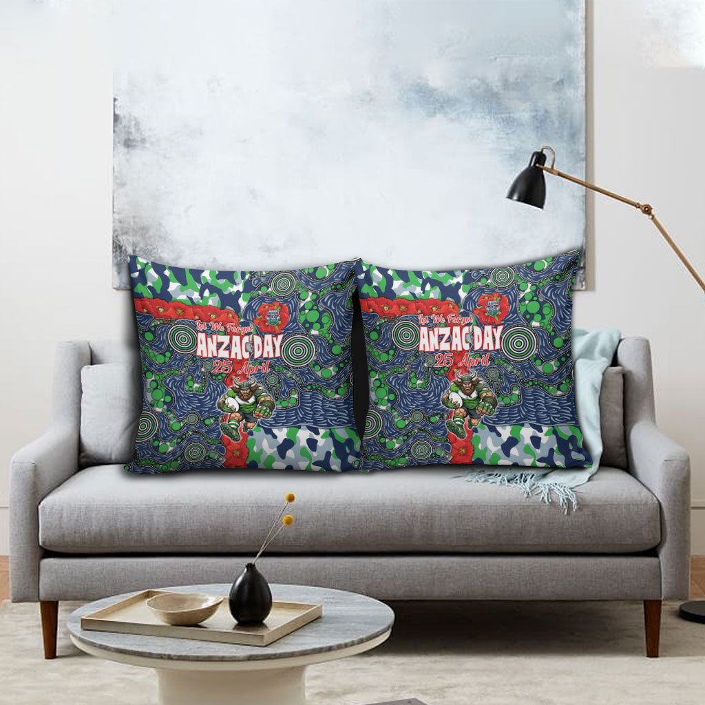 Canberra Raiders ANZAC Pillow Cover Indigenous Wave Pattern Poppy Remembrance Viking Warrior