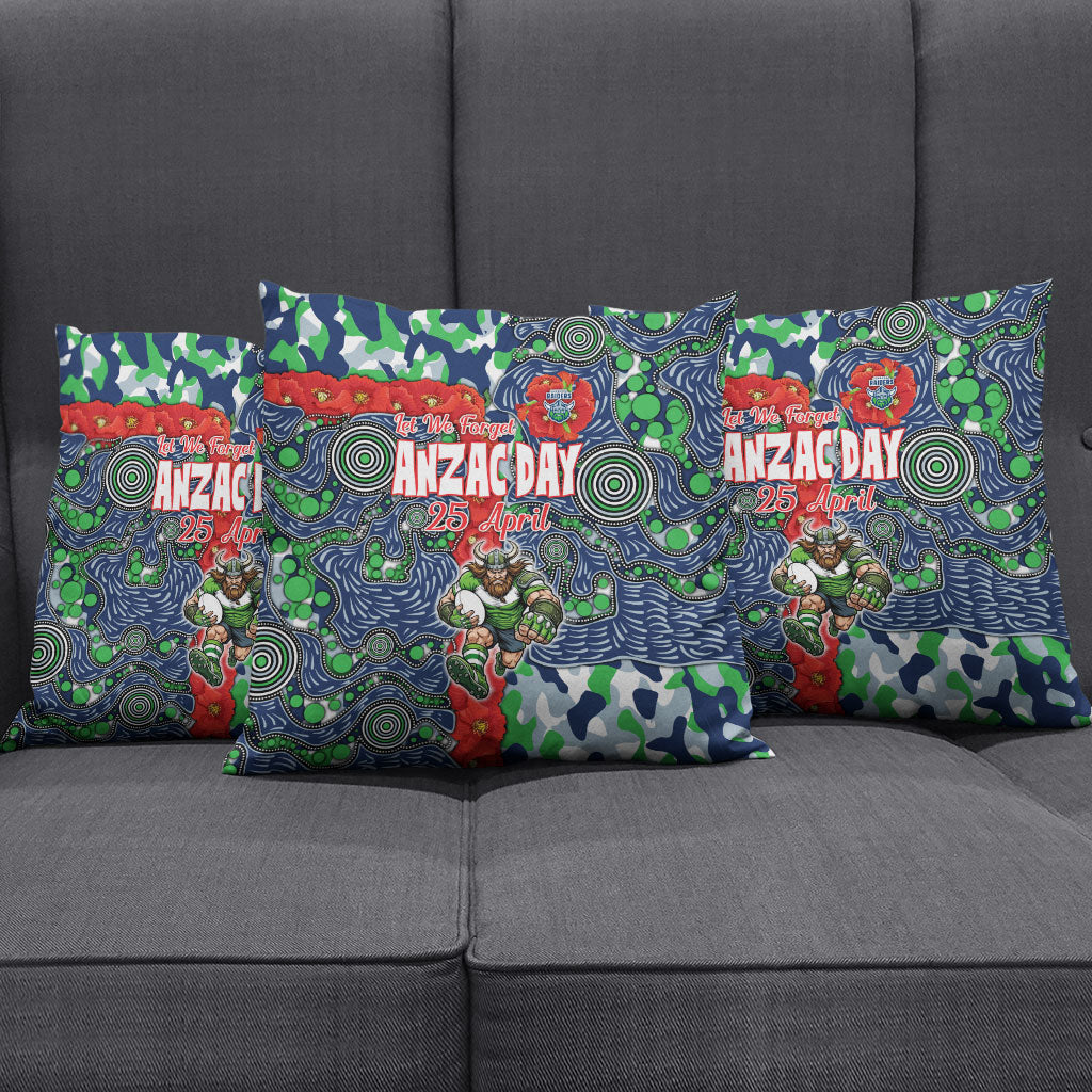 Canberra Raiders ANZAC Pillow Cover Indigenous Wave Pattern Poppy Remembrance Viking Warrior