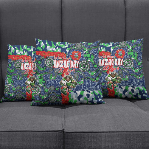 Canberra Raiders ANZAC Pillow Cover Indigenous Wave Pattern Poppy Remembrance Viking Warrior