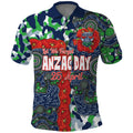 Canberra Raiders ANZAC Polo Shirt Indigenous Wave Pattern Poppy Remembrance Viking Warrior