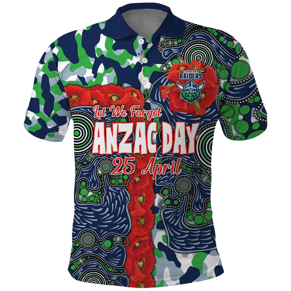 Canberra Raiders ANZAC Polo Shirt Indigenous Wave Pattern Poppy Remembrance Viking Warrior