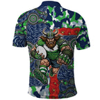 Canberra Raiders ANZAC Polo Shirt Indigenous Wave Pattern Poppy Remembrance Viking Warrior