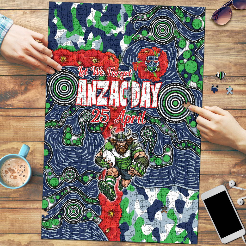 Canberra Raiders ANZAC Puzzle Indigenous Wave Pattern Poppy Remembrance Viking Warrior