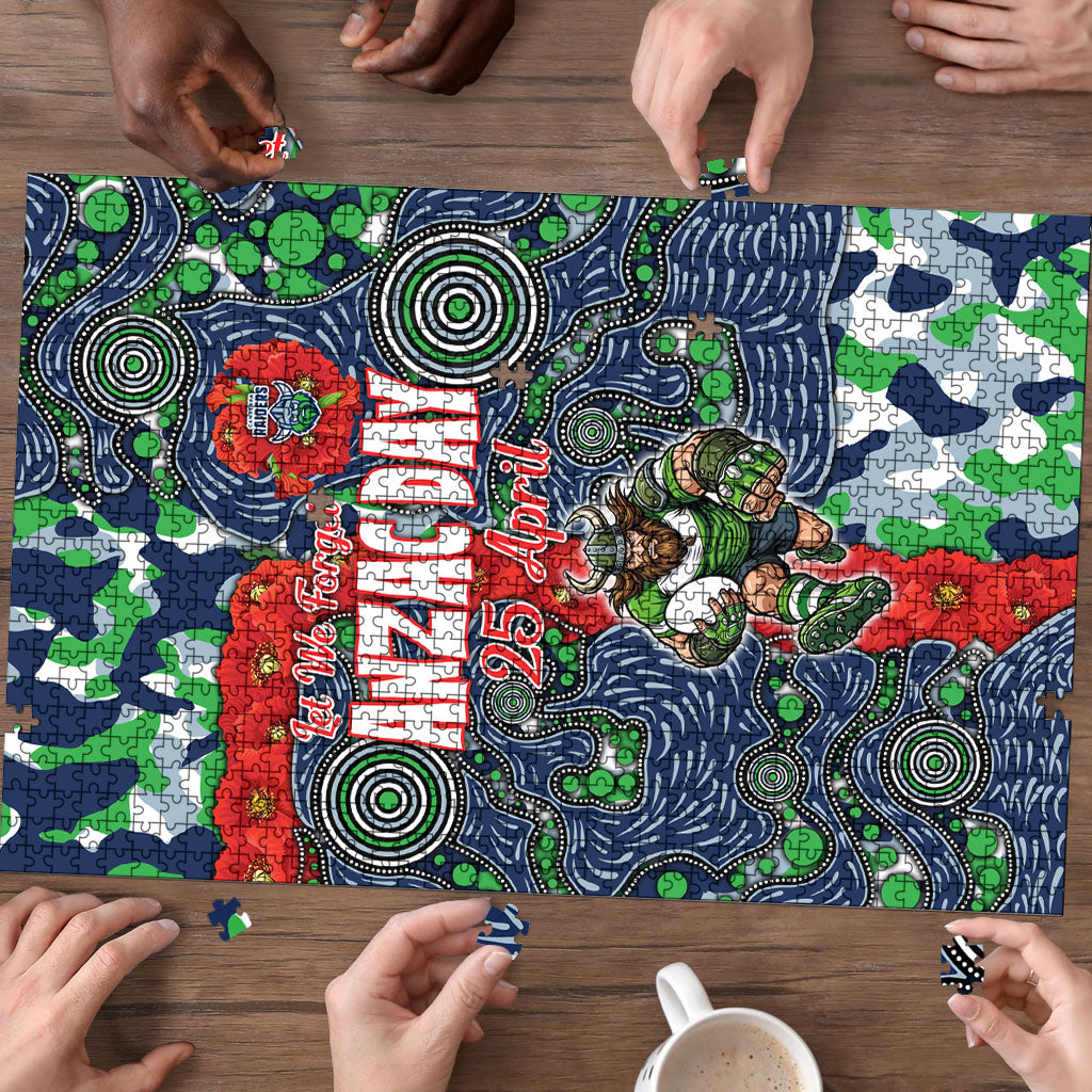 Canberra Raiders ANZAC Puzzle Indigenous Wave Pattern Poppy Remembrance Viking Warrior