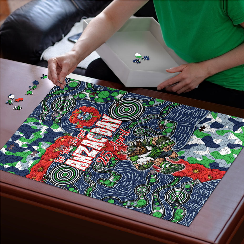 Canberra Raiders ANZAC Puzzle Indigenous Wave Pattern Poppy Remembrance Viking Warrior